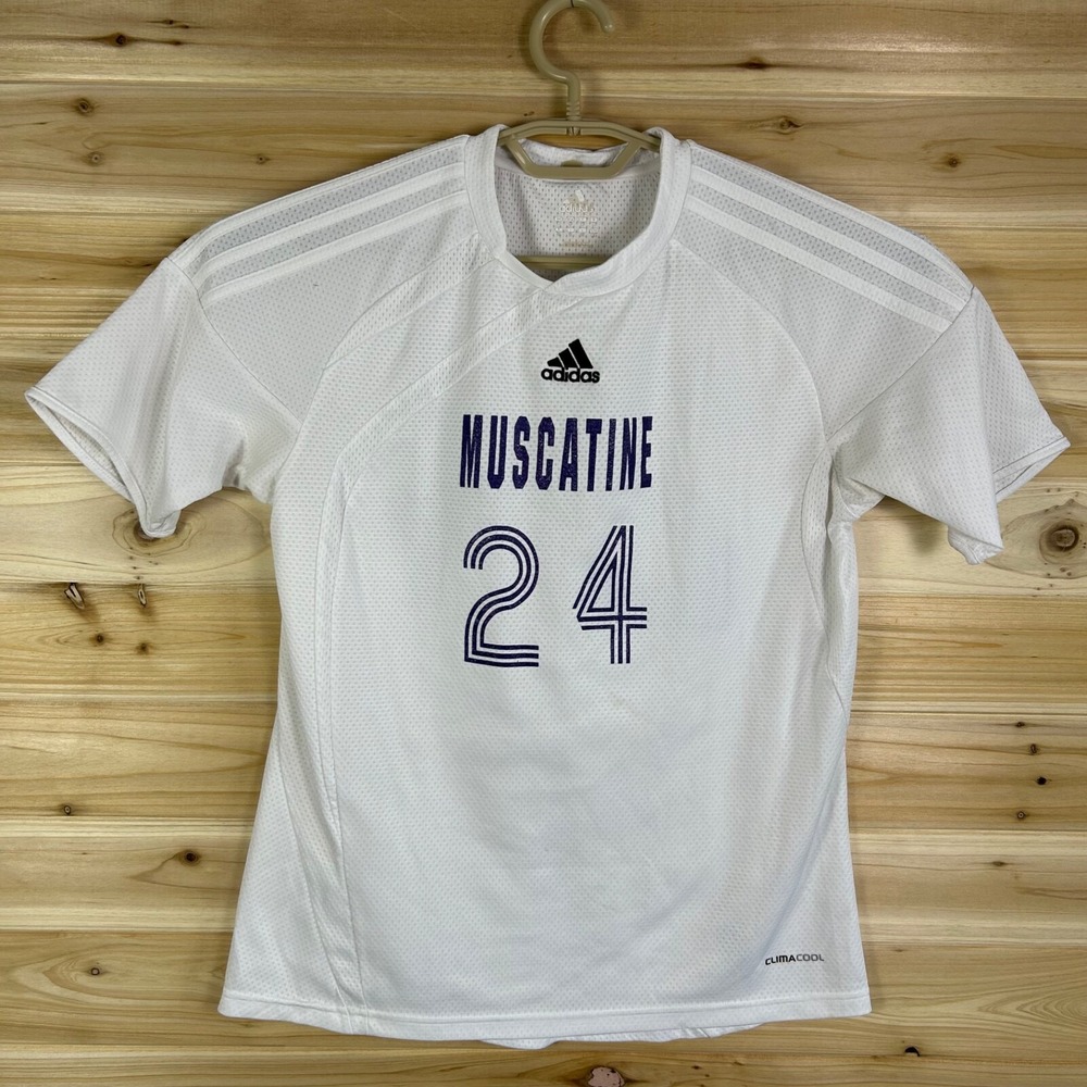 Adidas Muscatine Iowa Muskies Jersey Youth Medium White Soccer Clima Cool 365